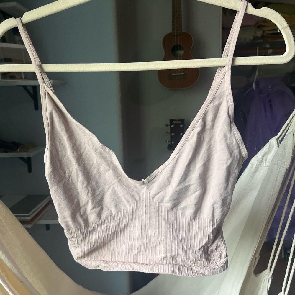 Light Pink Ribbed Crop Top